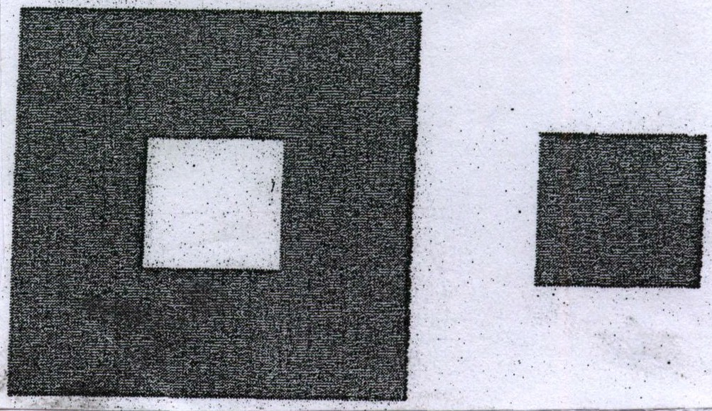 A white square inside a black square and black square in front