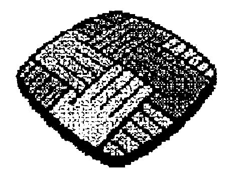 Design depicting hands coming together or design forming a mat.