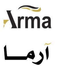 Stylized word Arma with black, white and yellow color on its top .