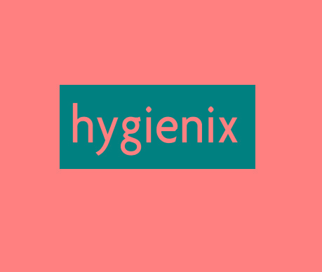 Stylized word hygienix in black and white