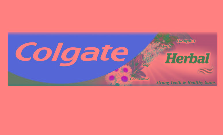 Stylized word Colgate Herbal written in white, red and green.
