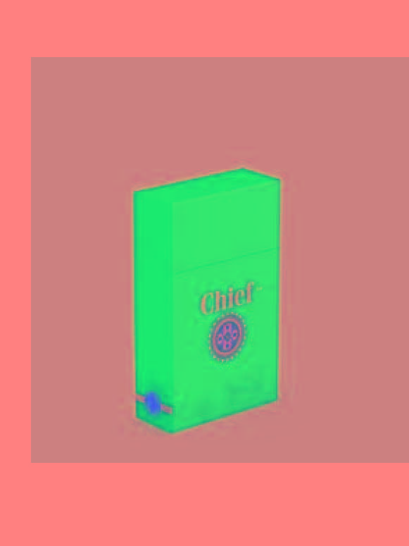 Stylized word, Chief in gold on a blue background.