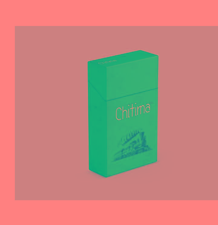 Stylized word, Chitima in white on a blue background.