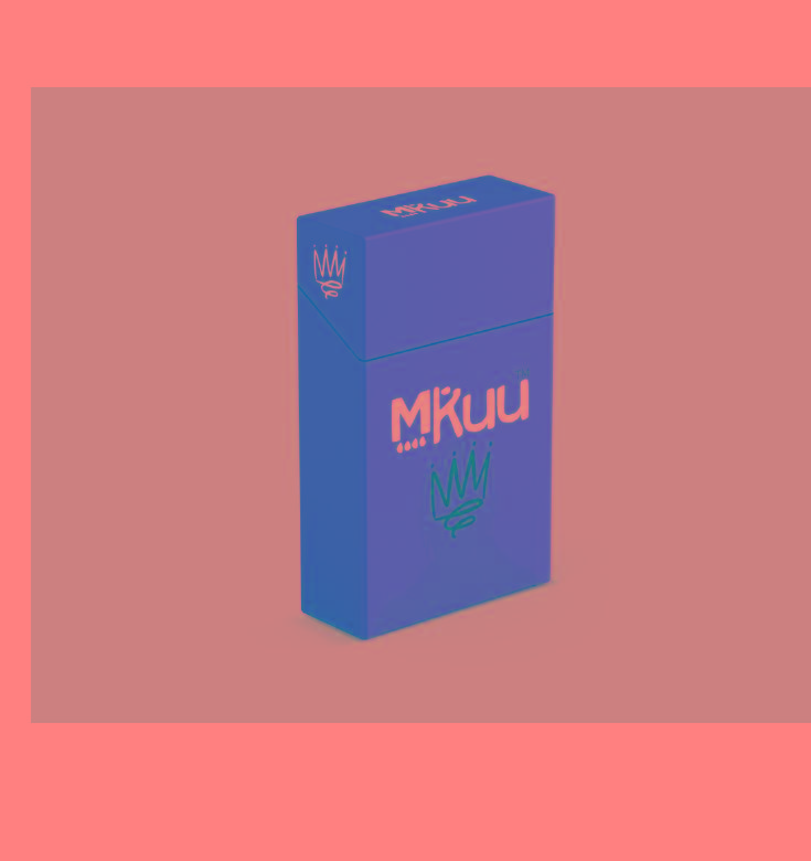 Stylized word, MKuu in white on a brown background.