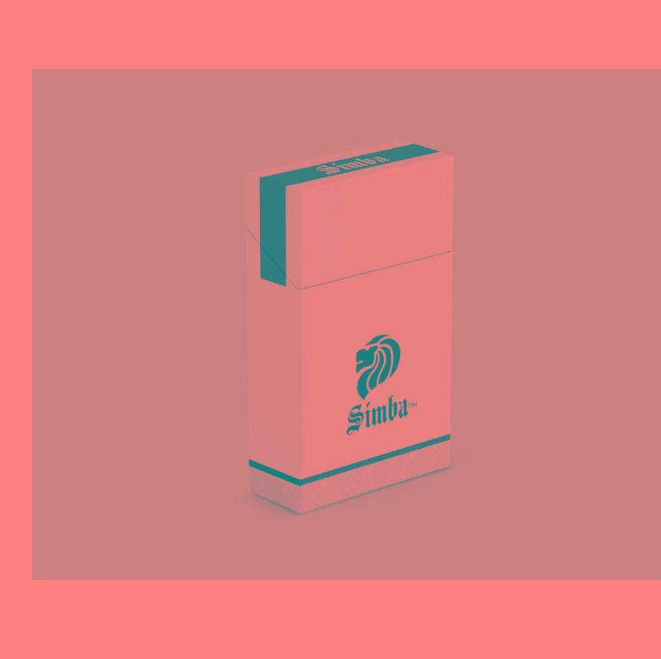 Stylized word, Simba in black and a lion-head on top of the word.