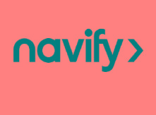 Stylized word navify in black and white.