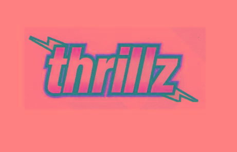 Designed word thrillz in yellow, black and orange .