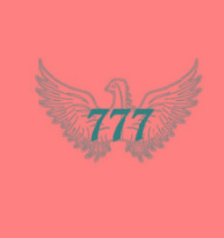 Number, 777 and an eagle at the background in black and white.