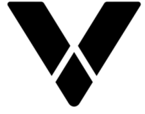 Stylized V broken V in black and white.