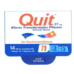 QUIT 21MG KLARES TRANSDERMALES PFLASTER WIRKSTOFF: NICOTIN ZUR RAUCHERENTWÖHNUNG