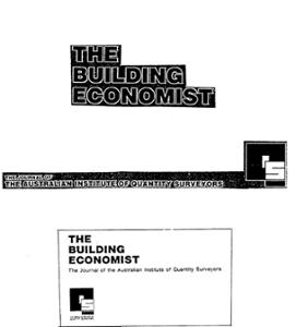 THE BUILDING ECONOMIST THE JOURNAL OF THE AUSTRALIAN INSTITUTE
