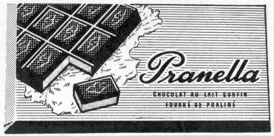 Pranella CHOCOLAT AU LAIT SURFIN FOURRÉ DE PRALINÉ ((Schokolade, Etikette, eingerahmt))