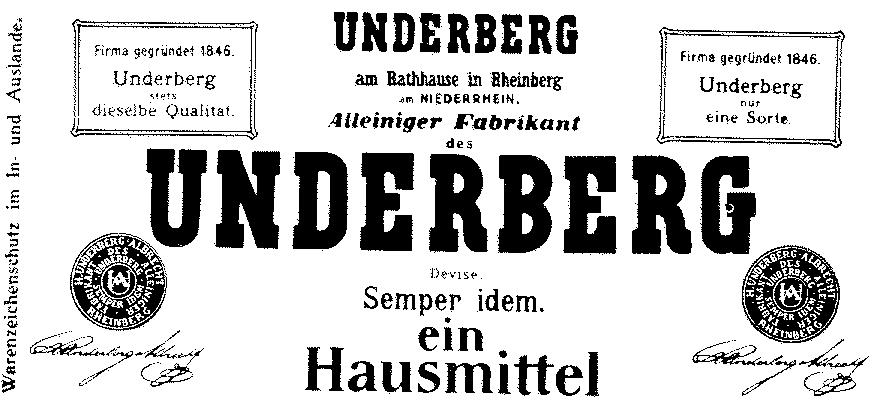 UNDERBERG ein Hausmittel Devise: Semper idem.