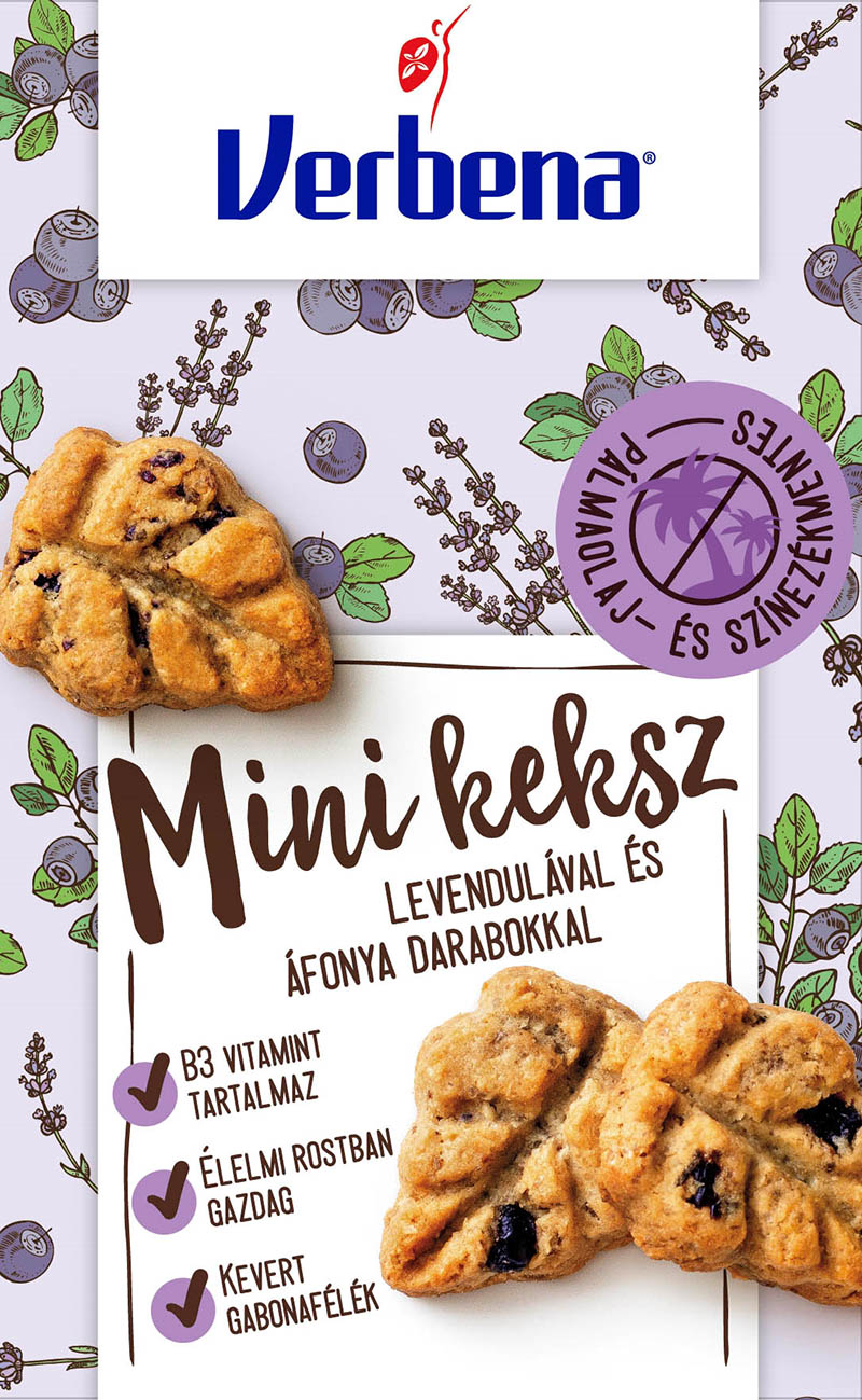 Verbena Mini keksz LEVENDULÁVAL ÉS ÁFONYA DARABOKKAL