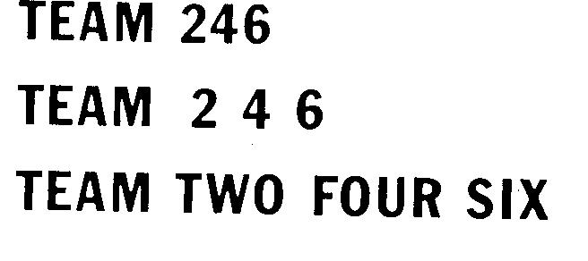 TEAM 246 TEAM 2 4 6 TEAM TWO FOUR SIX