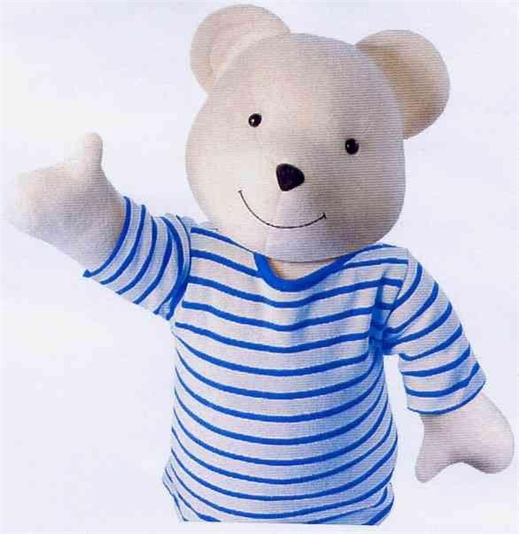 BEAR DEVICE IN BLUE STRIPED T-SHIRT