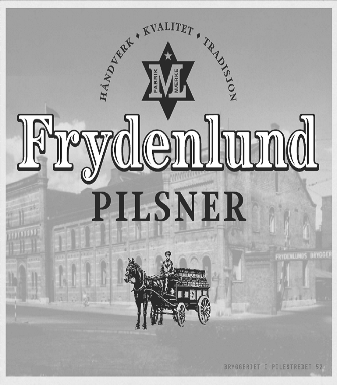 HÅNDVERK KVALITET TRADISJON FABRIK MÆRKE ML Frydenlund PILSNER