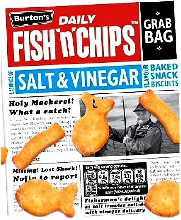 Burton's DAILY FISH 'N' CHIPS GRAB BAG LASHINGS OF SALT & VINEGAR FLAVOUR BAKED SNACK BISCUITS