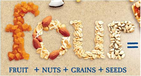four = FRUIT + NUTS + GRAINS + SEEDS