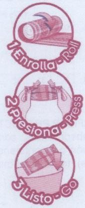 1 ENROLLA - ROLL 2 PRESIONA - PRESS 3 LISTO - GO