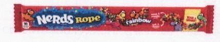 90 CALORIES PER SERV NET WT 0.92 OZ (26G) NERDS CANDY ROPE RAINBOW SWEET & CRUNCHY OUTSIDE SOFT & CHEWY INSIDE TEAR & SHARE