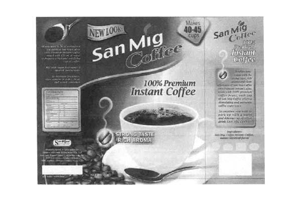 SAN MIG COFFEE 100% PREMIUM INSTANT COFFEE LABEL DESIGN
