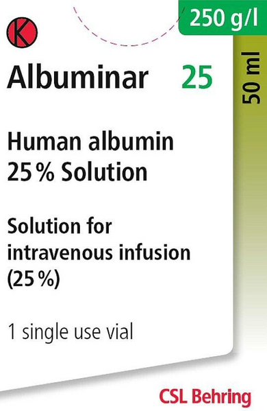 Albuminar 25 Human albumin 25% Solution Solution for intravenous infusion (25%) 1 single use vial CSL Behring