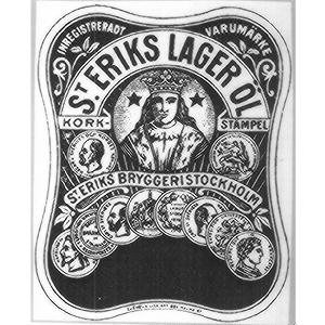 ST ERIKS LAGER ÖL ST ERIKS BRYGGERISTOCKHOLM INREGISTRERADT VARUMÄRKE KORK- STÄMPEL