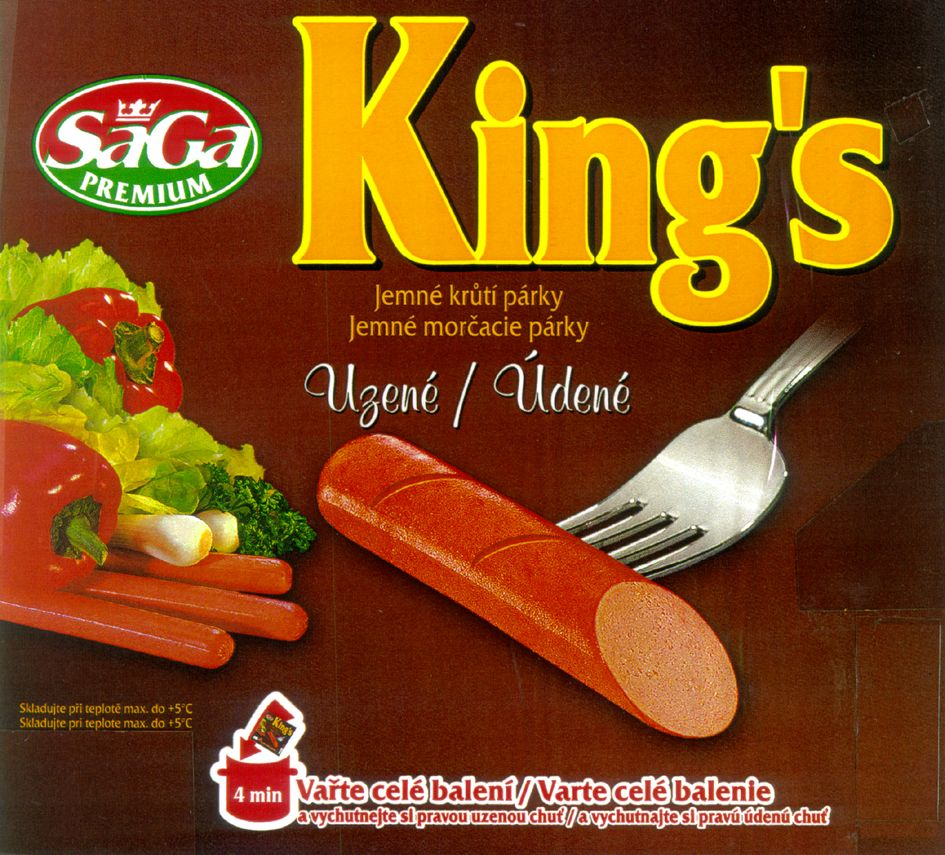 king's jemné krůtí párky jemné morčacie párky uzené / údené saga premium